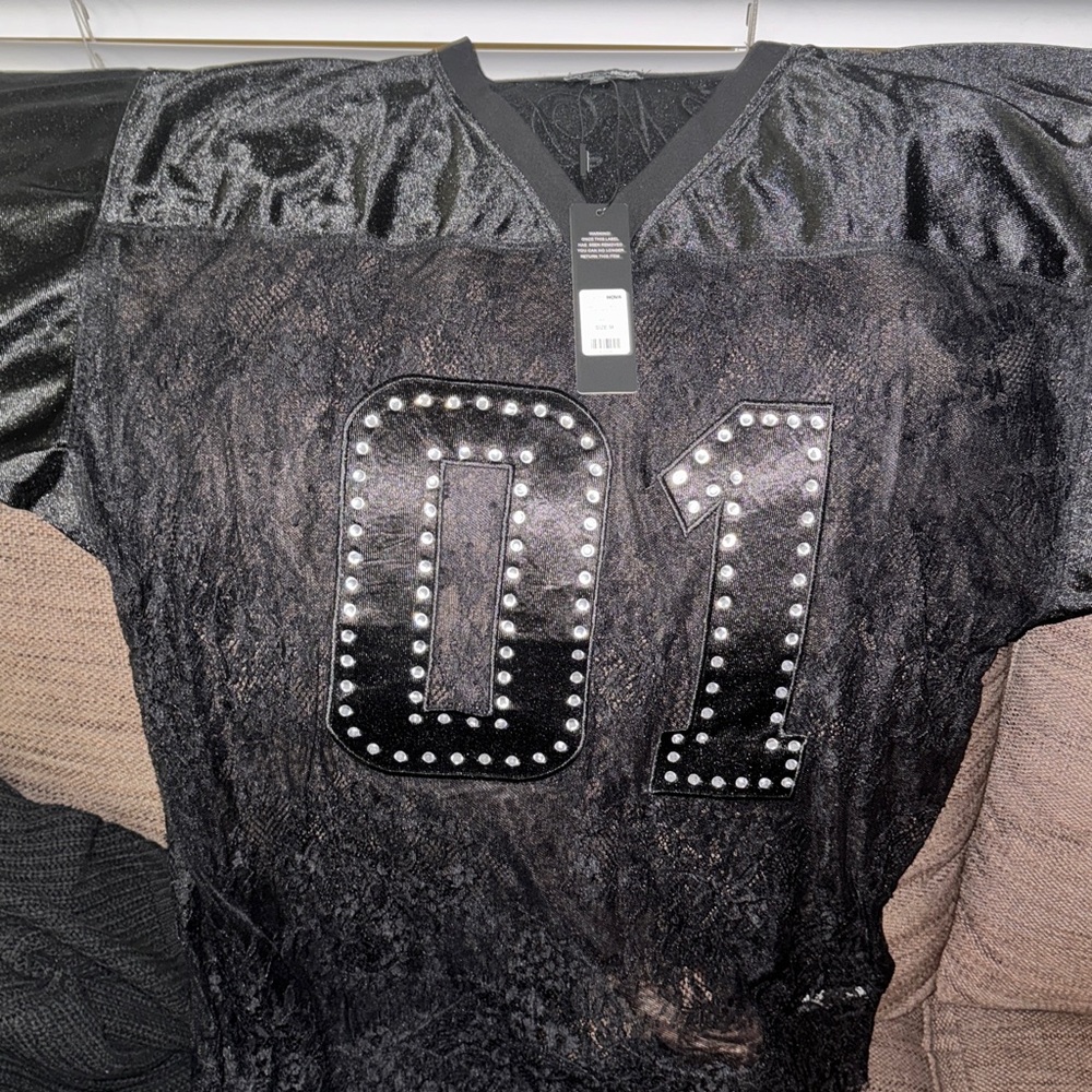 Lace Jersey Top - Black - Picture 5 of 8